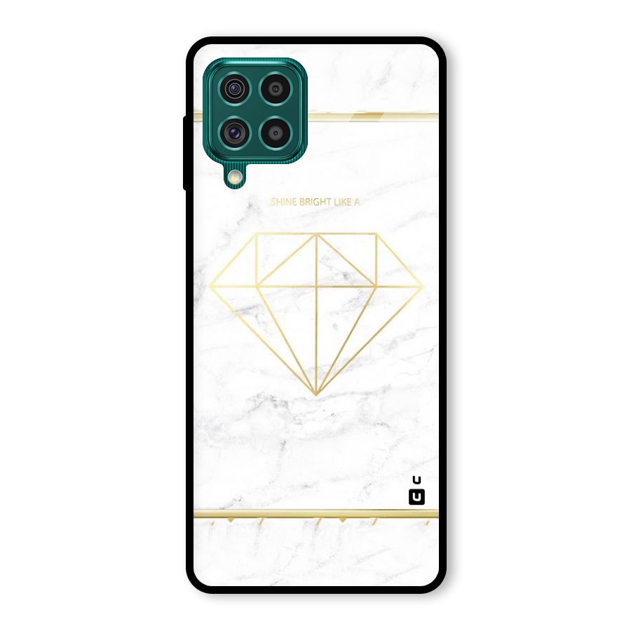 Bright Gold Diamond Glass Back Case for Galaxy F62