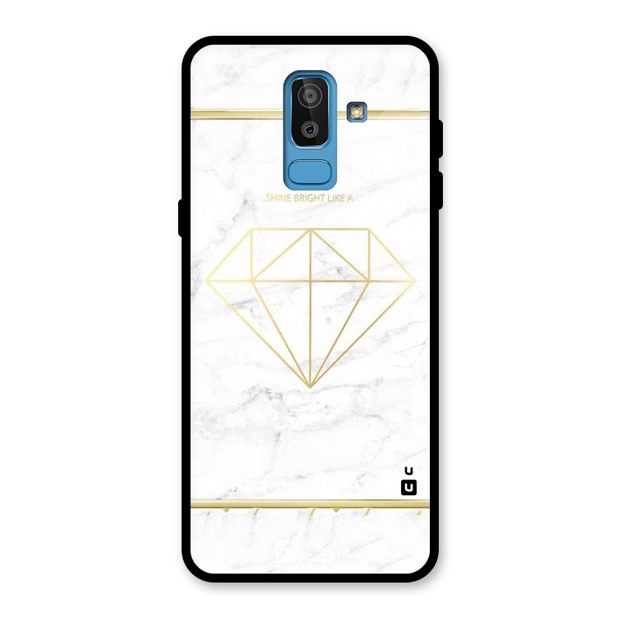 Bright Gold Diamond Glass Back Case for Galaxy J8