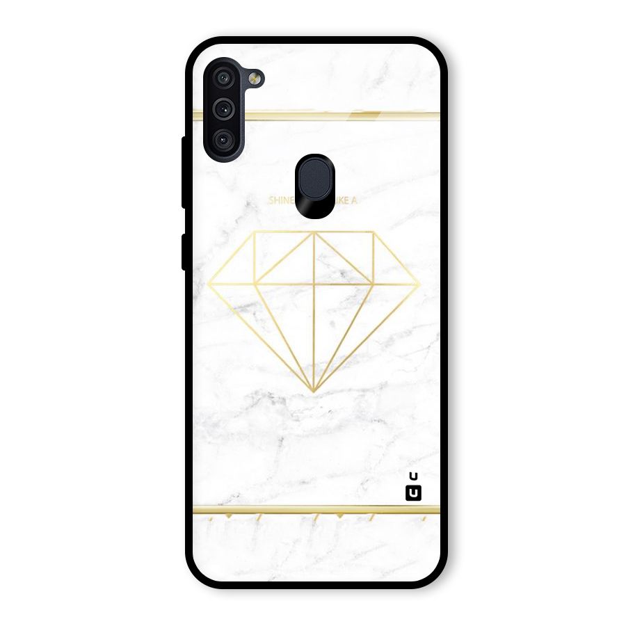 Bright Gold Diamond Glass Back Case for Galaxy M11