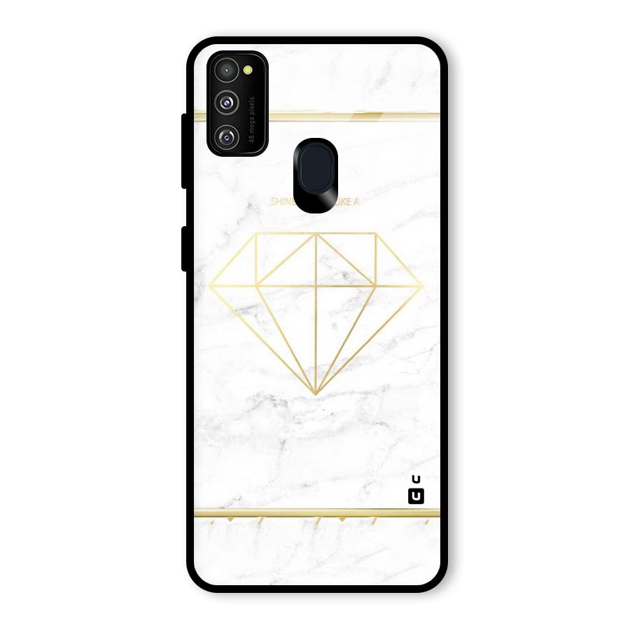 Bright Gold Diamond Glass Back Case for Galaxy M30s