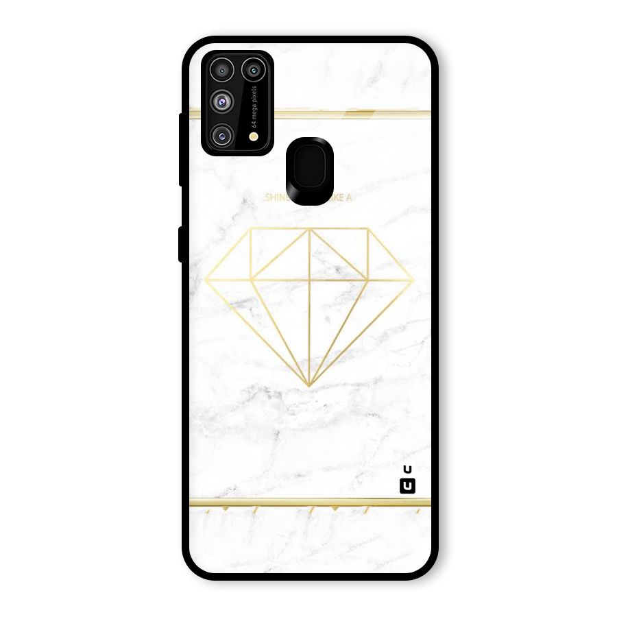 Bright Gold Diamond Glass Back Case for Galaxy M31