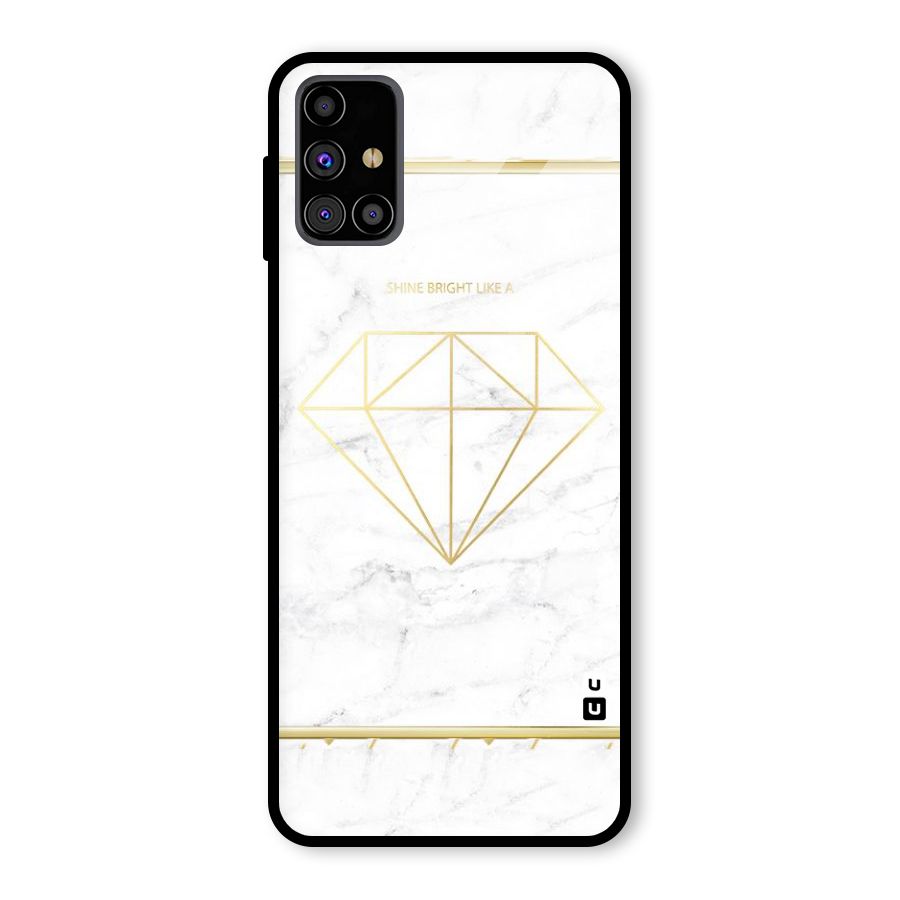Bright Gold Diamond Glass Back Case for Galaxy M31s