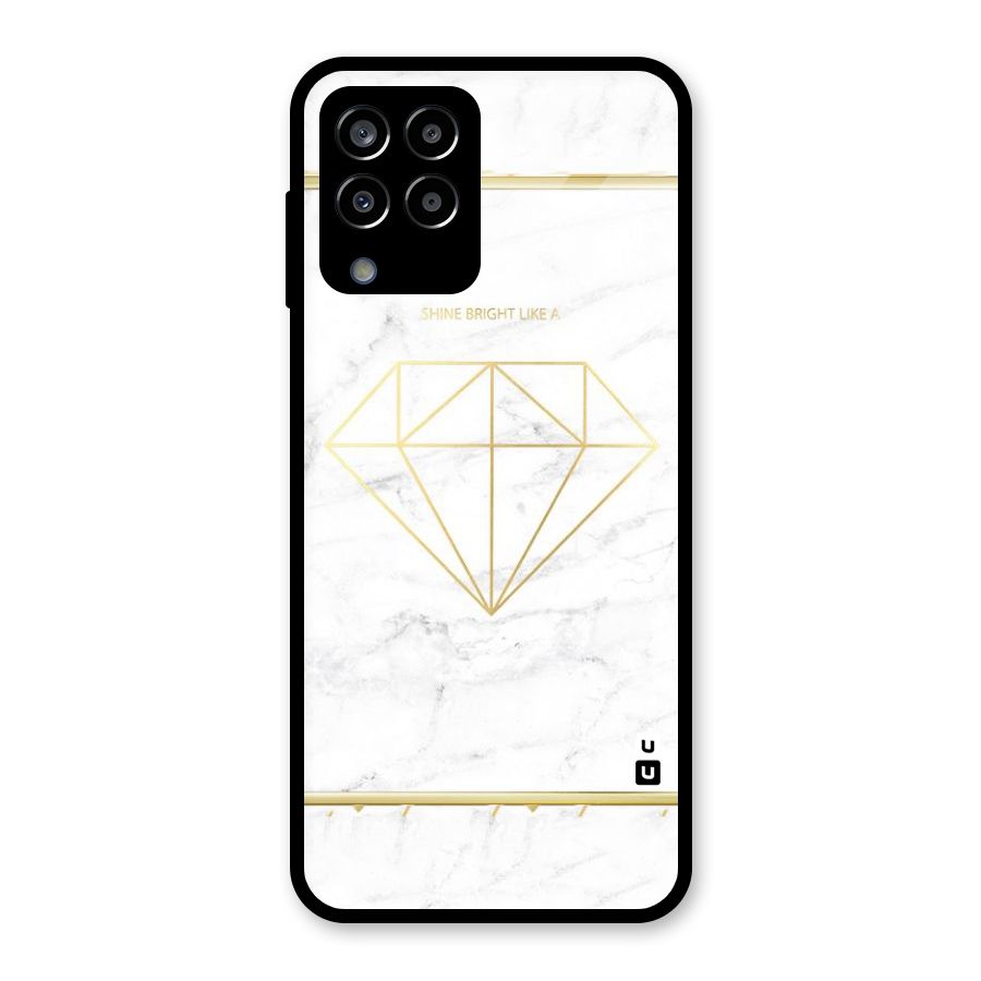 Bright Gold Diamond Glass Back Case for Galaxy M33