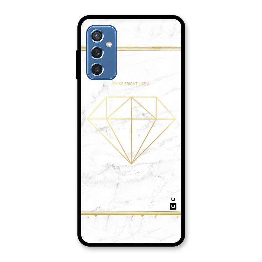 Bright Gold Diamond Glass Back Case for Galaxy M52 5G