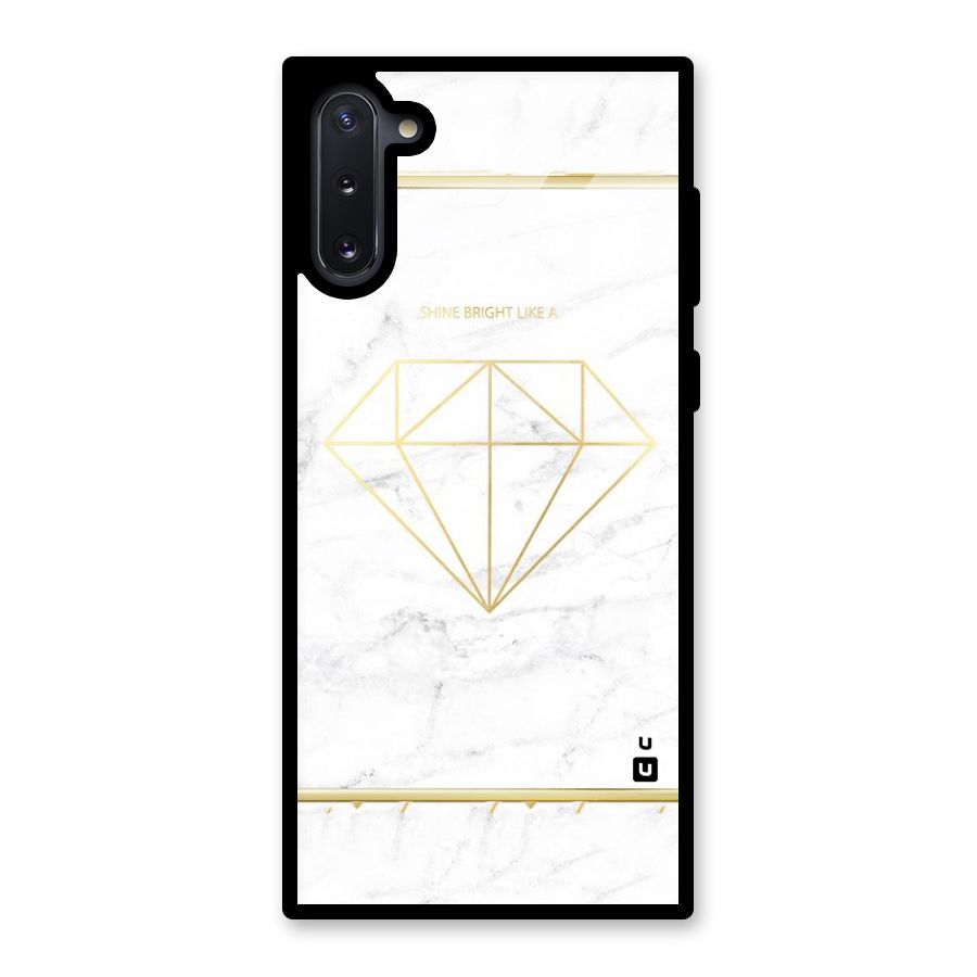 Bright Gold Diamond Glass Back Case for Galaxy Note 10