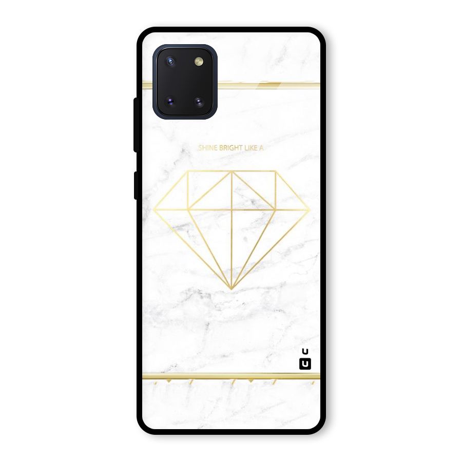 Bright Gold Diamond Glass Back Case for Galaxy Note 10 Lite
