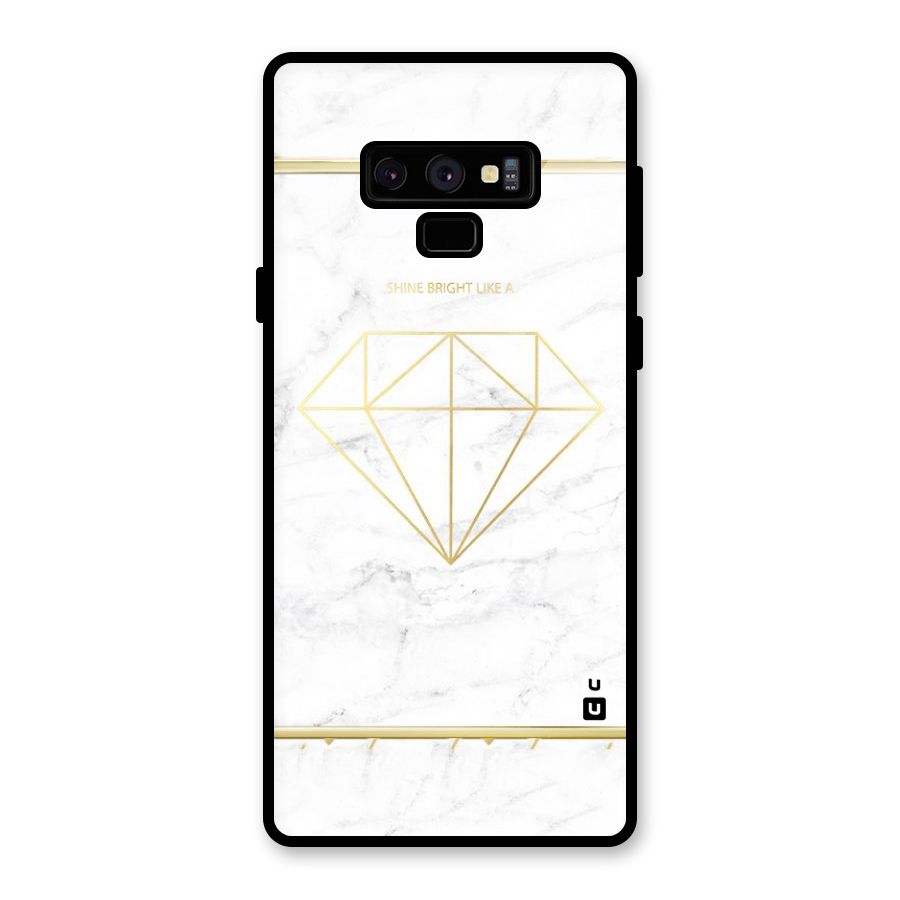 Bright Gold Diamond Glass Back Case for Galaxy Note 9