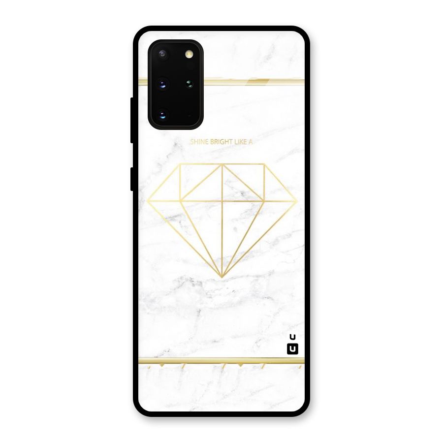 Bright Gold Diamond Glass Back Case for Galaxy S20 Plus