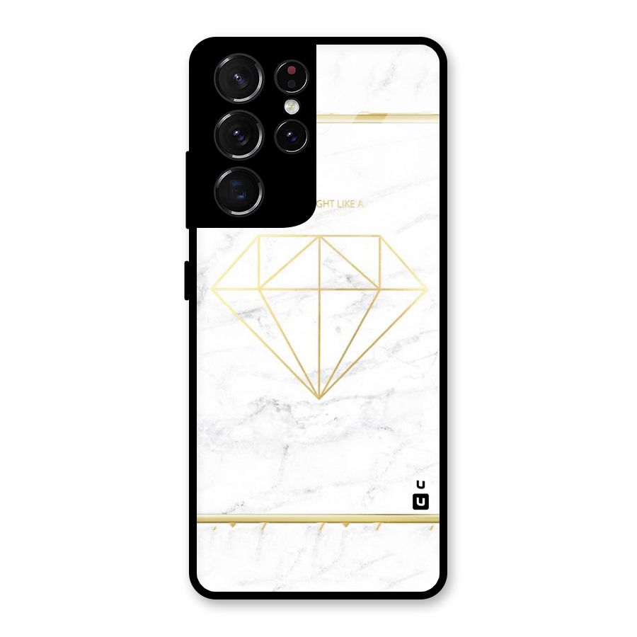 Bright Gold Diamond Glass Back Case for Galaxy S21 Ultra 5G
