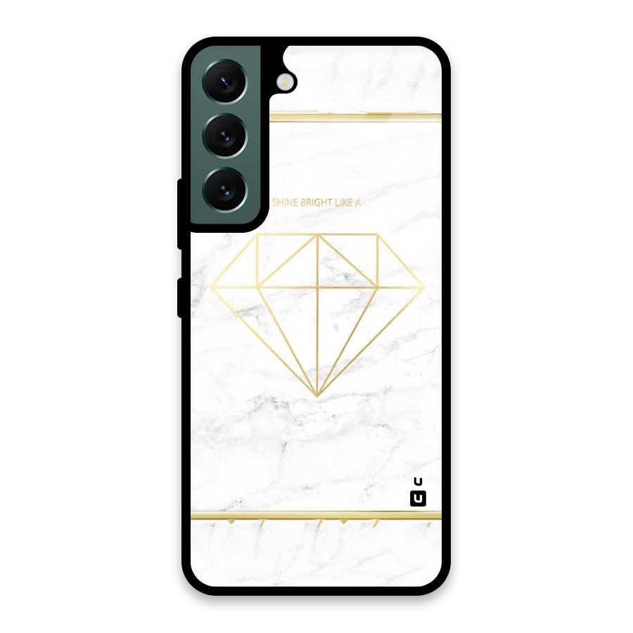 Bright Gold Diamond Glass Back Case for Galaxy S22 5G