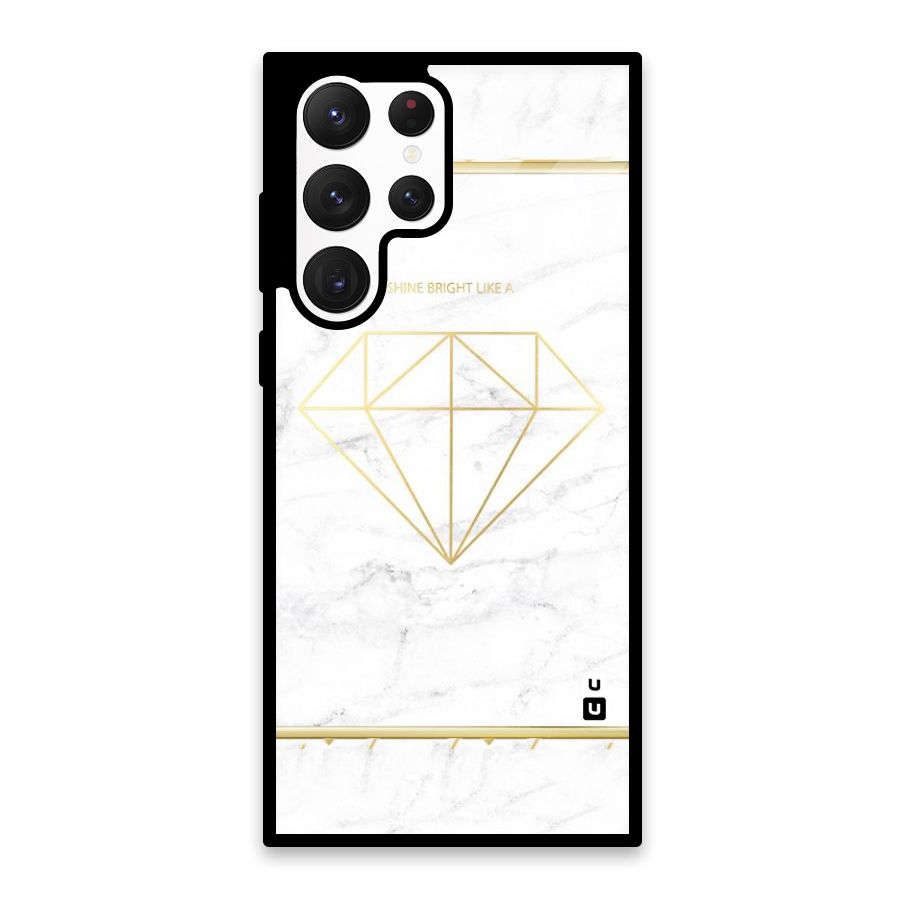 Bright Gold Diamond Glass Back Case for Galaxy S22 Ultra 5G