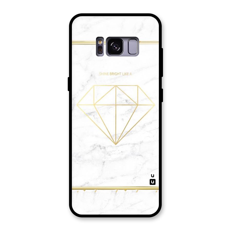 Bright Gold Diamond Glass Back Case for Galaxy S8