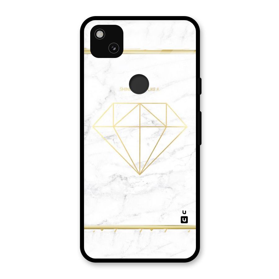Bright Gold Diamond Glass Back Case for Google Pixel 4a