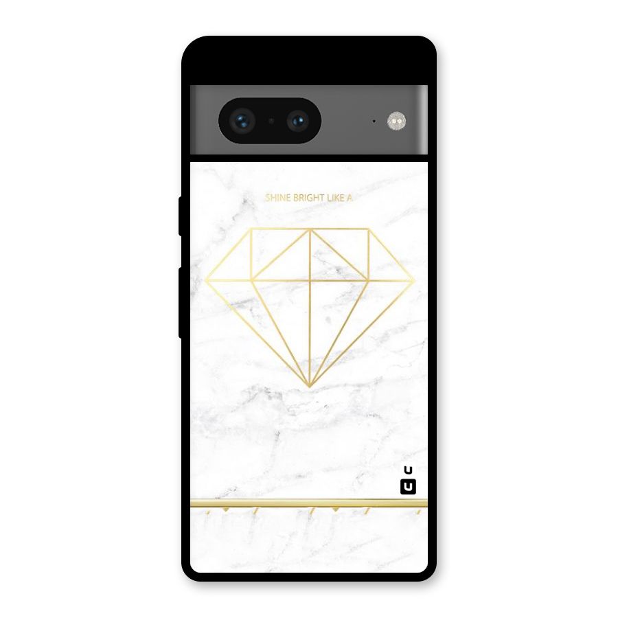 Bright Gold Diamond Glass Back Case for Google Pixel 7