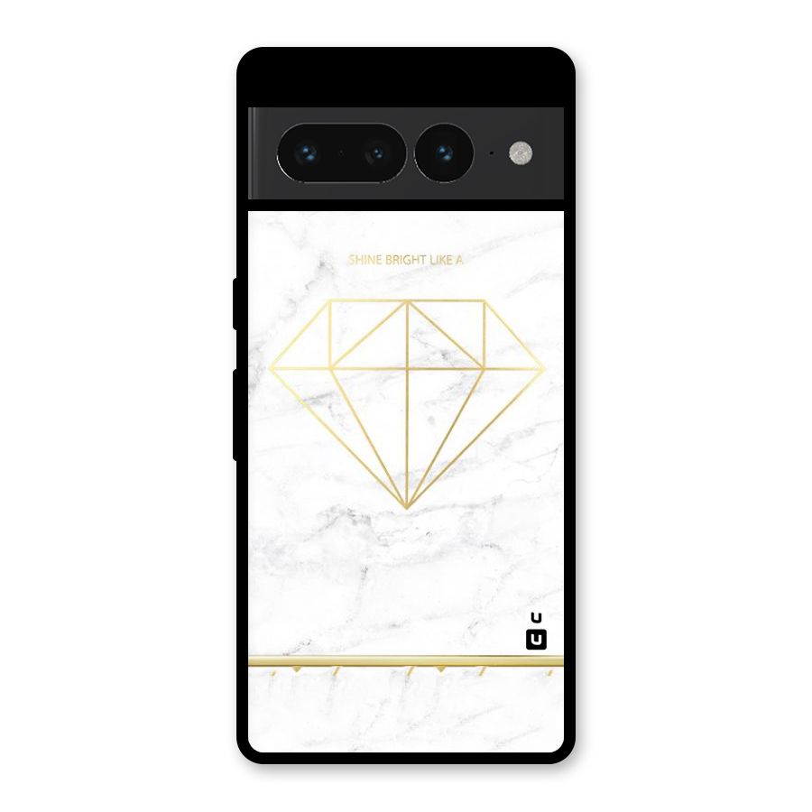 Bright Gold Diamond Glass Back Case for Google Pixel 7 Pro