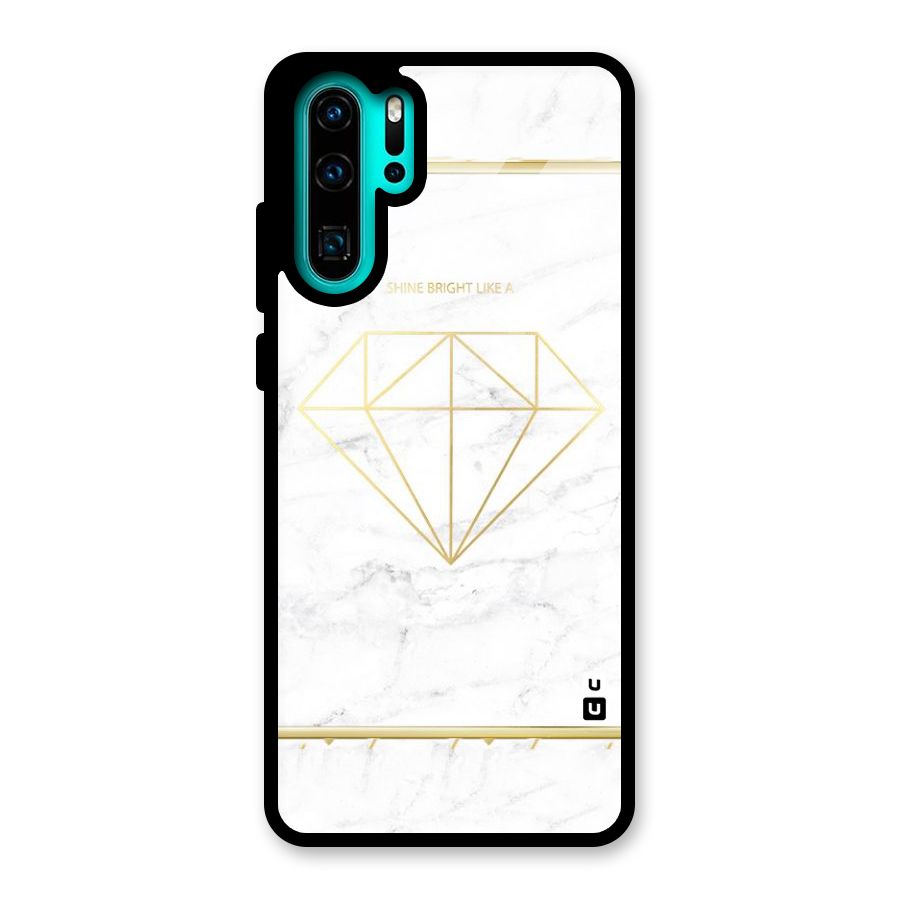 Bright Gold Diamond Glass Back Case for Huawei P30 Pro