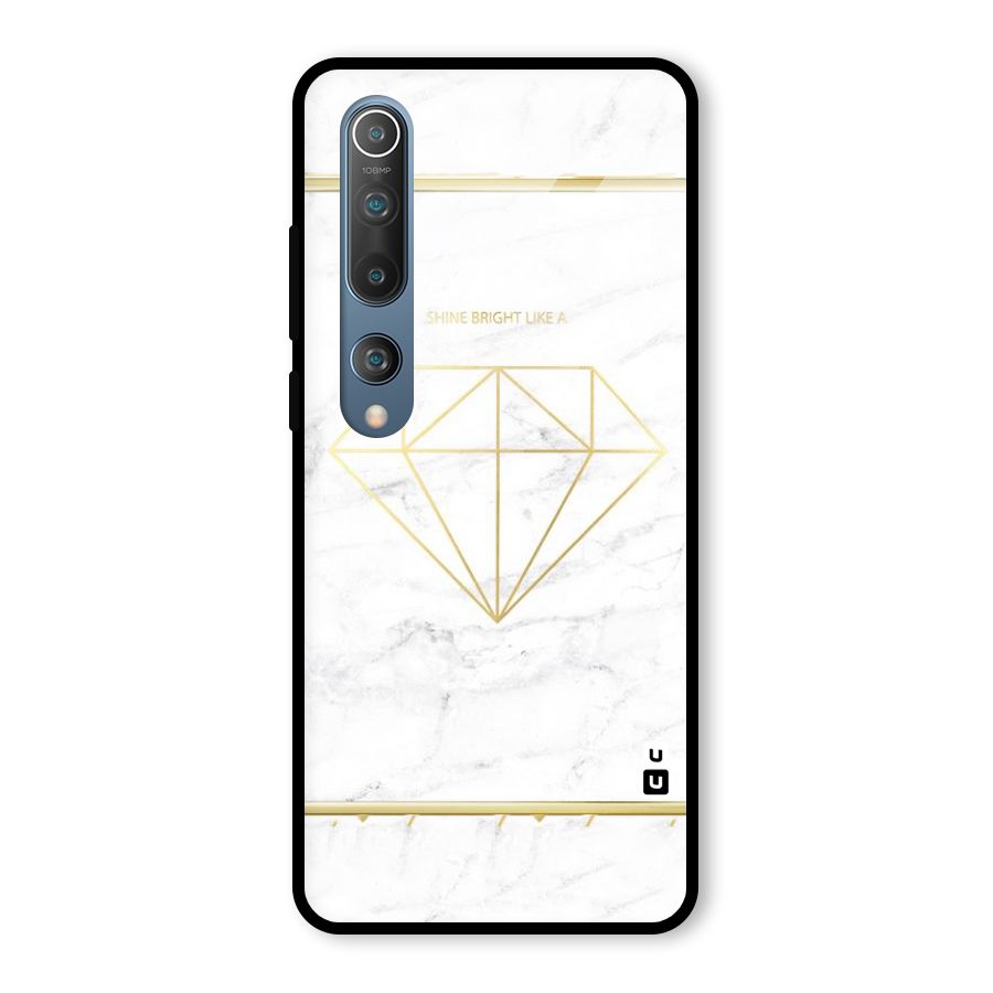 Bright Gold Diamond Glass Back Case for Mi 10