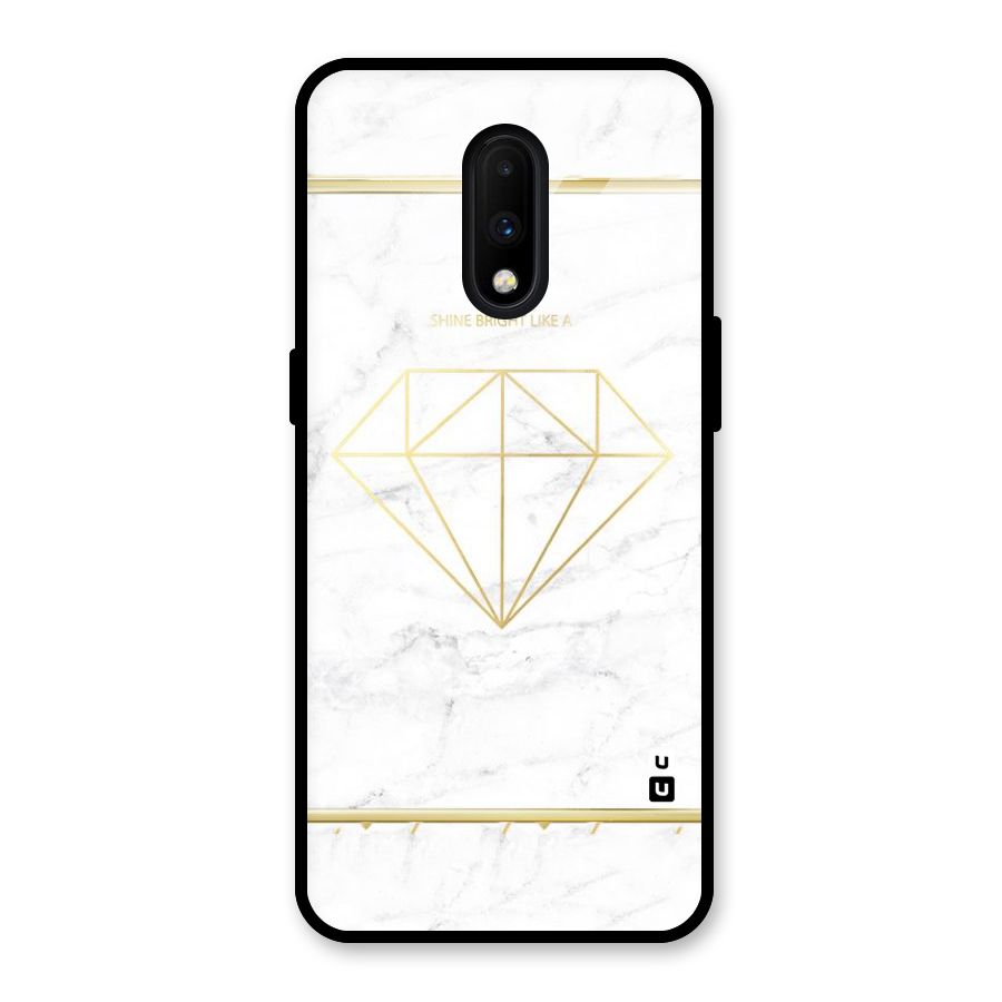 Bright Gold Diamond Glass Back Case for OnePlus 7