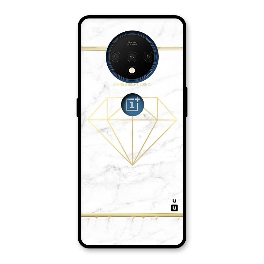 Bright Gold Diamond Glass Back Case for OnePlus 7T
