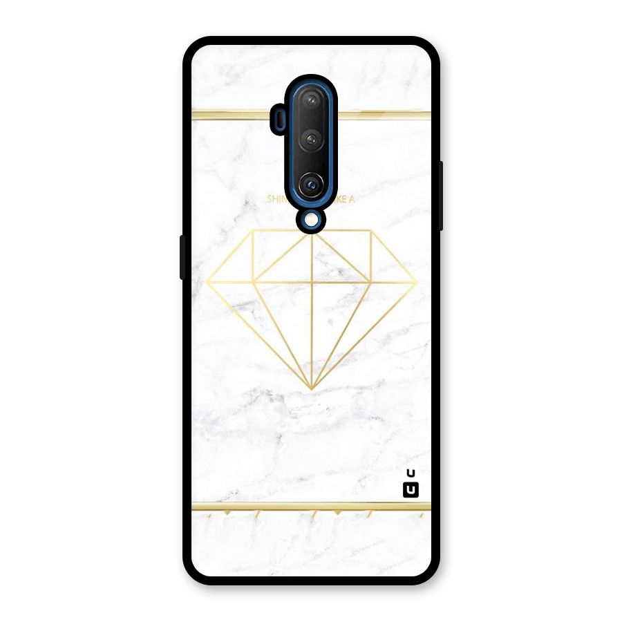 Bright Gold Diamond Glass Back Case for OnePlus 7T Pro