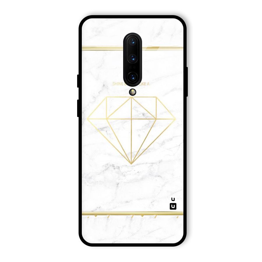 Bright Gold Diamond Glass Back Case for OnePlus 7 Pro