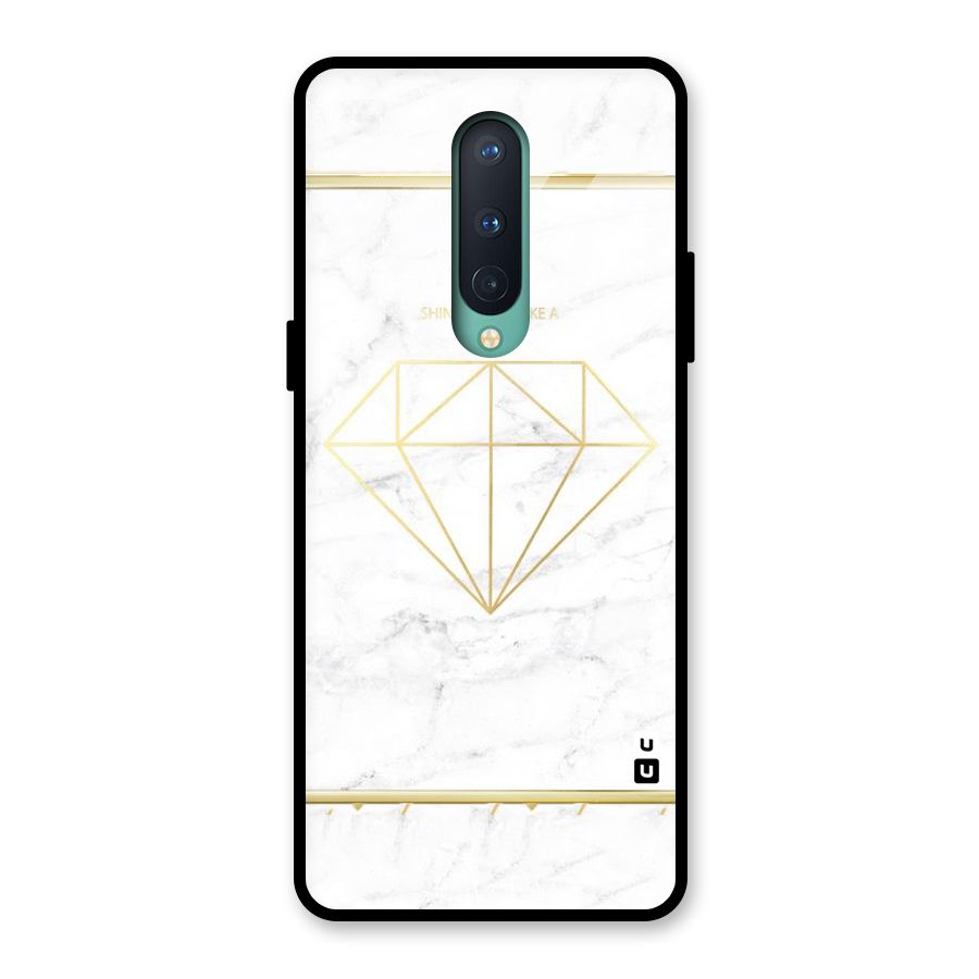 Bright Gold Diamond Glass Back Case for OnePlus 8
