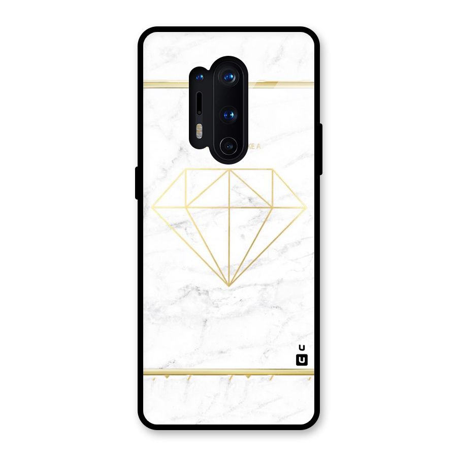 Bright Gold Diamond Glass Back Case for OnePlus 8 Pro