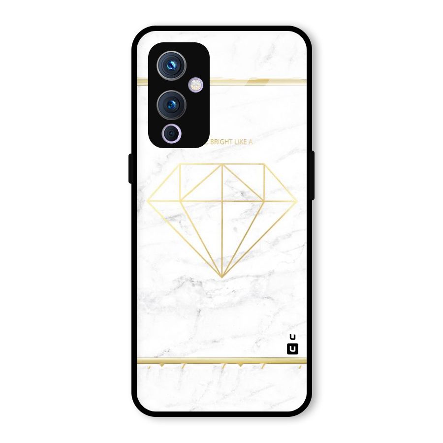 Bright Gold Diamond Glass Back Case for OnePlus 9