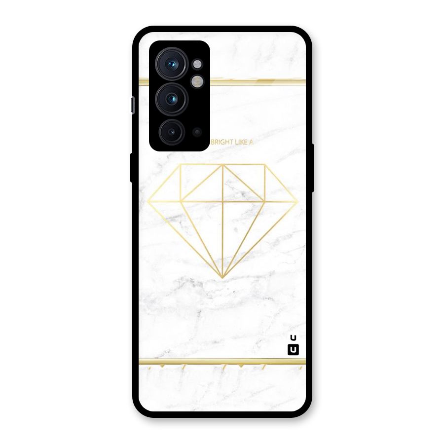 Bright Gold Diamond Glass Back Case for OnePlus 9RT 5G