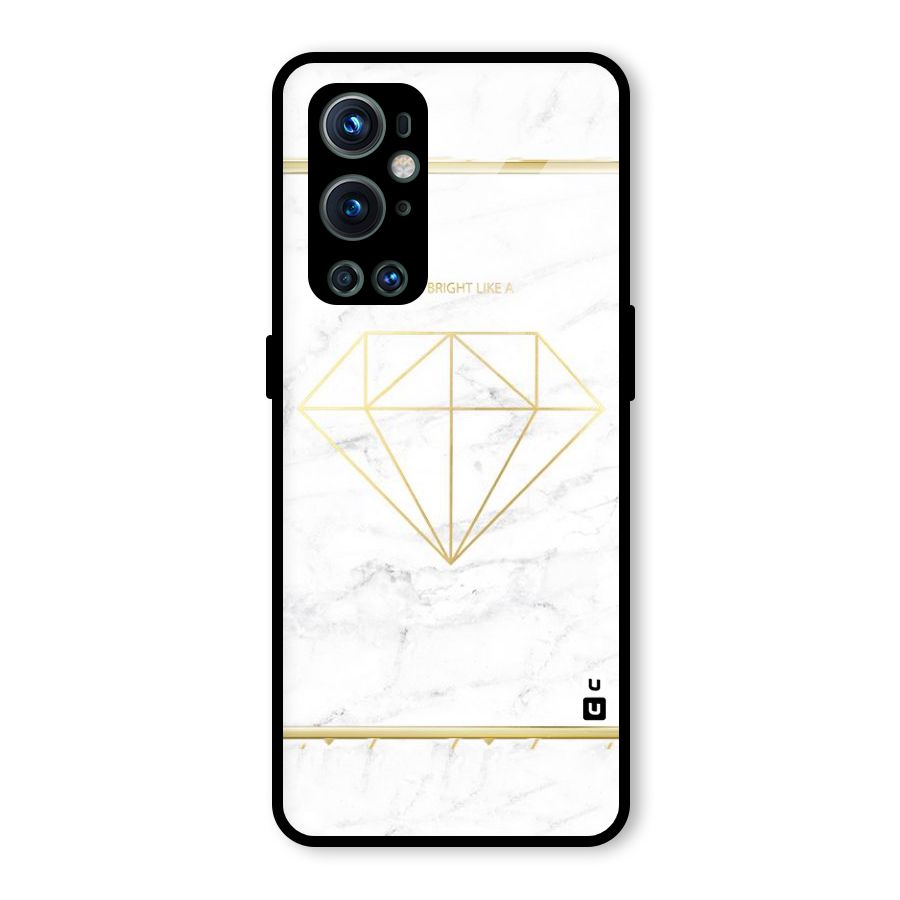 Bright Gold Diamond Glass Back Case for OnePlus 9 Pro
