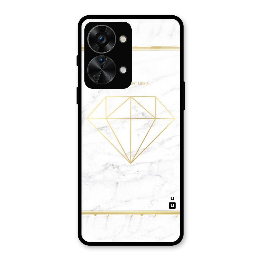 Bright Gold Diamond Glass Back Case for OnePlus Nord 2T