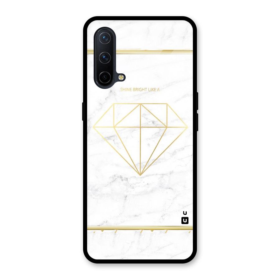 Bright Gold Diamond Glass Back Case for OnePlus Nord CE 5G