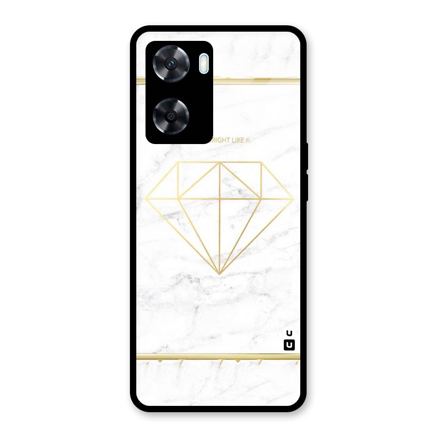 Bright Gold Diamond Glass Back Case for Oppo A77
