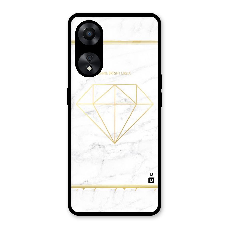 Bright Gold Diamond Glass Back Case for Oppo A78