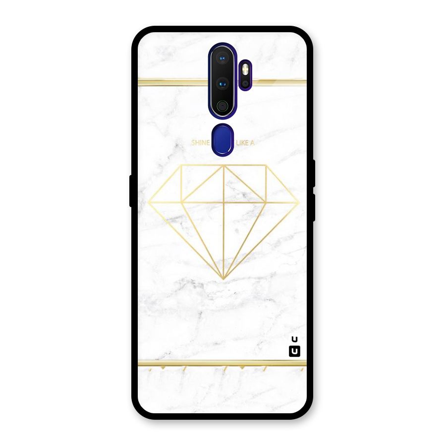 Bright Gold Diamond Glass Back Case for Oppo A9 (2020)