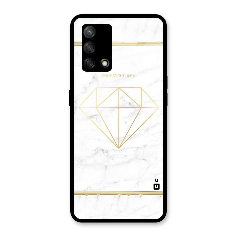 Bright Gold Diamond Glass Back Case for Oppo F19