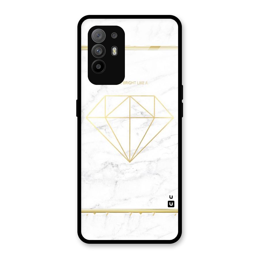 Bright Gold Diamond Glass Back Case for Oppo F19 Pro Plus 5G