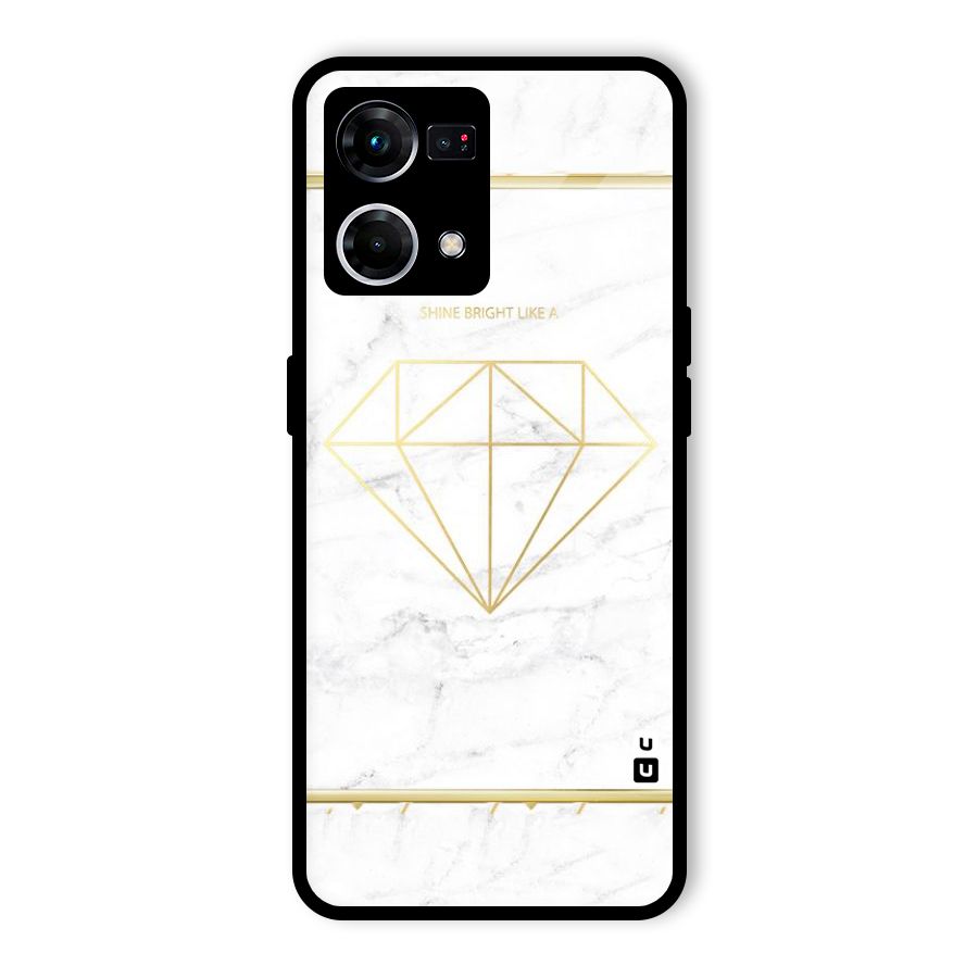 Bright Gold Diamond Glass Back Case for Oppo F21 Pro 5G