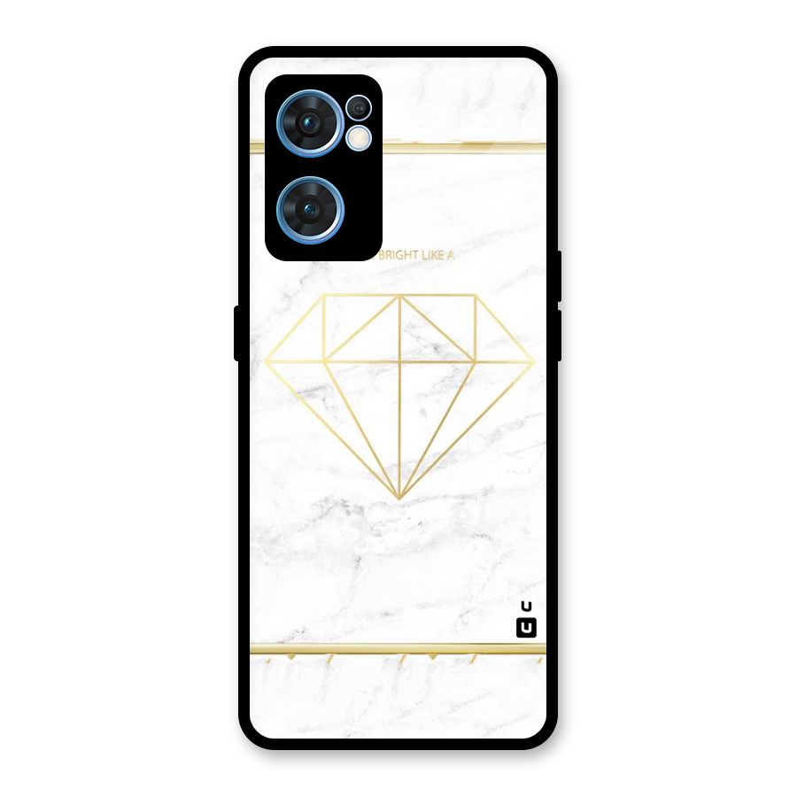Bright Gold Diamond Glass Back Case for Oppo Reno7 5G