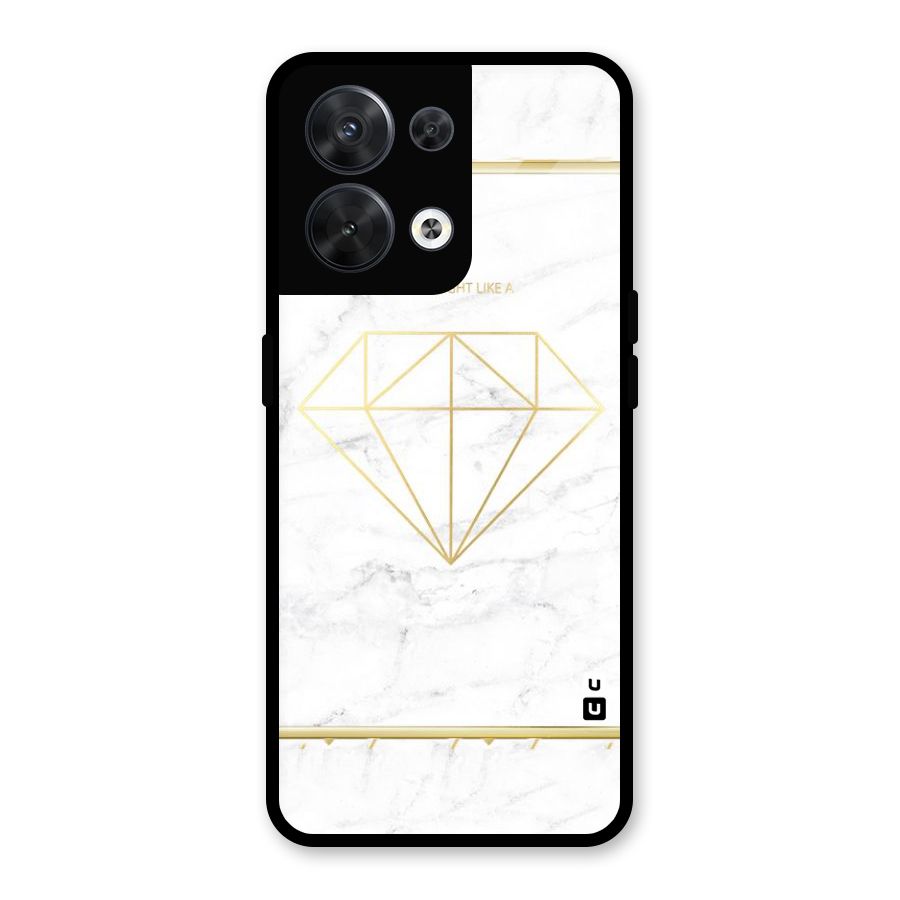 Bright Gold Diamond Glass Back Case for Oppo Reno8 5G