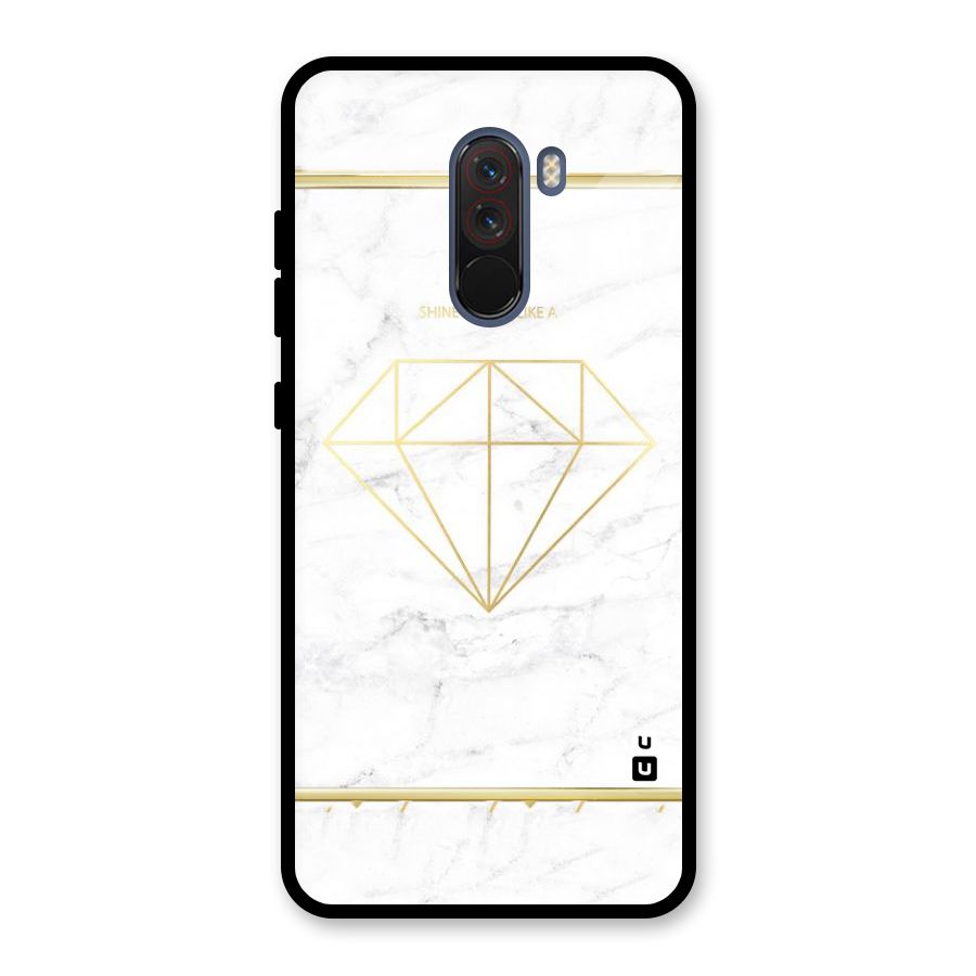Bright Gold Diamond Glass Back Case for Poco F1