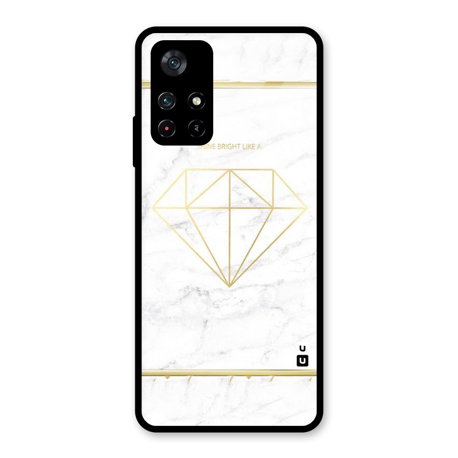 Bright Gold Diamond Glass Back Case for Poco M4 Pro 5G