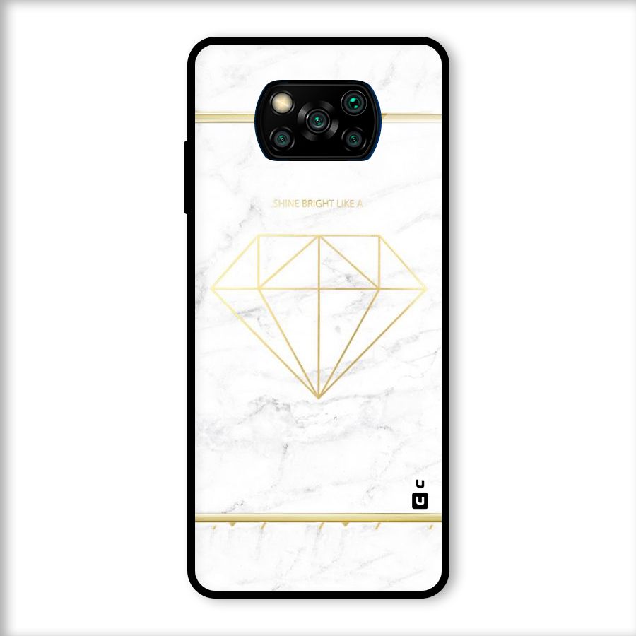 Bright Gold Diamond Glass Back Case for Poco X3