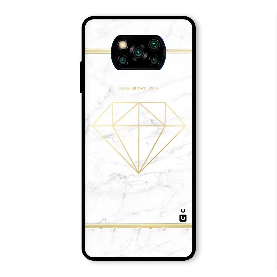 Bright Gold Diamond Glass Back Case for Poco X3 Pro