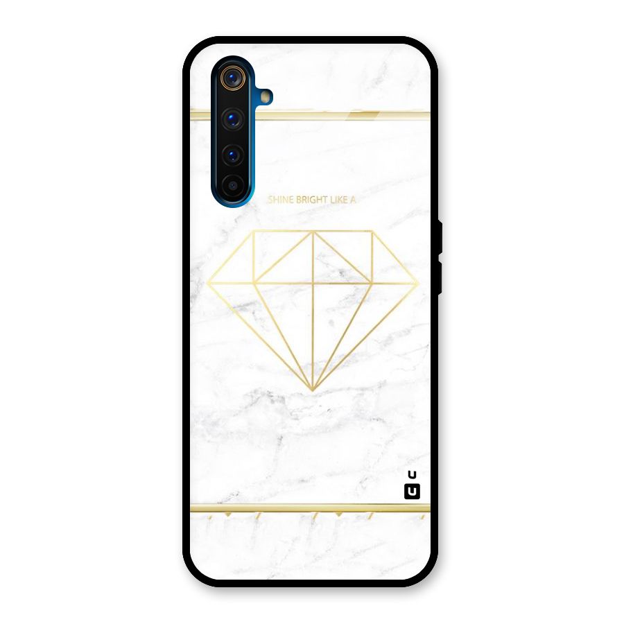 Bright Gold Diamond Glass Back Case for Realme 6 Pro