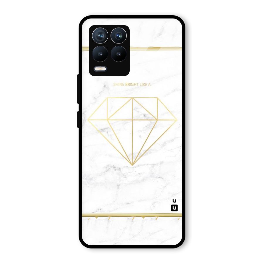 Bright Gold Diamond Glass Back Case for Realme 8 Pro
