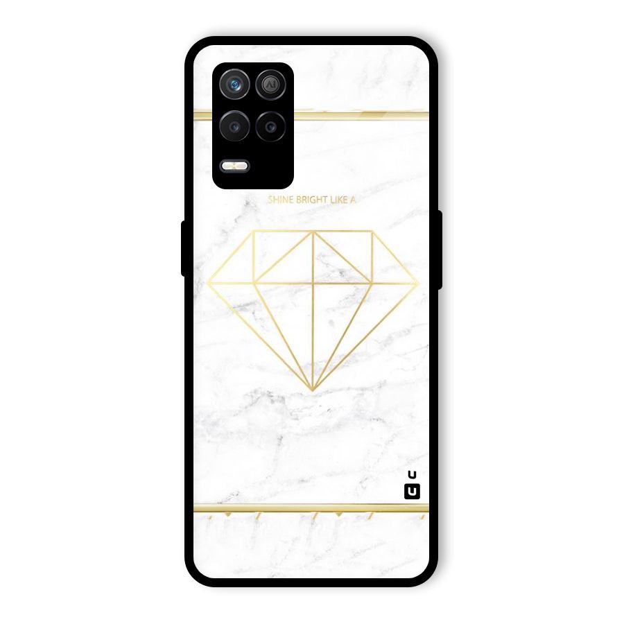 Bright Gold Diamond Glass Back Case for Realme 9 5G