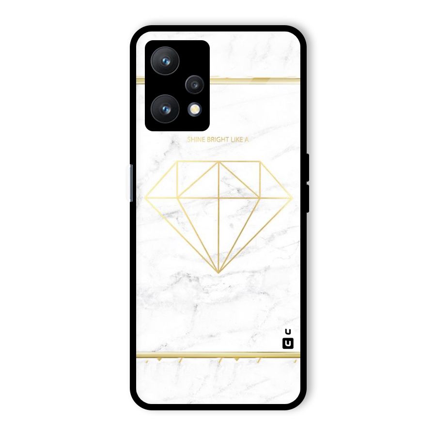Bright Gold Diamond Glass Back Case for Realme 9 Pro 5G