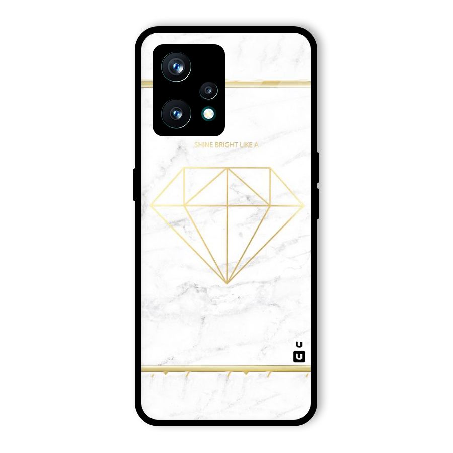Bright Gold Diamond Glass Back Case for Realme 9 Pro Plus 5G