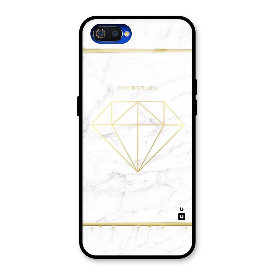 Bright Gold Diamond Glass Back Case for Realme C2